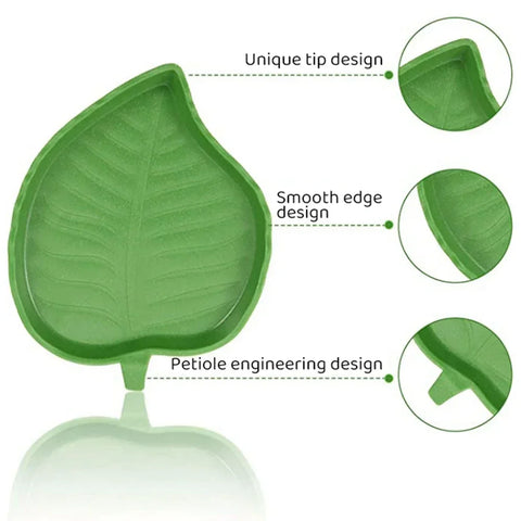 Leaf-Shaped Reptile Feeder Bowl for Turtles, Lizards, Hamsters, and Snakes – Perfect Pet Supply for Small Animals