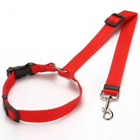 Dual-Function Solid Color Nylon Pet Car Seat Belt & Leash - Adjustable Safety Harness for Dogs