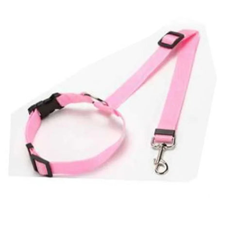 Dual-Function Solid Color Nylon Pet Car Seat Belt & Leash - Adjustable Safety Harness for Dogs