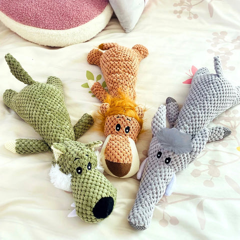 Exciting Large Plush Dog Toy - Bite-Resistant Sound Features in Adorable Animal Designs for Small & Medium Dogs