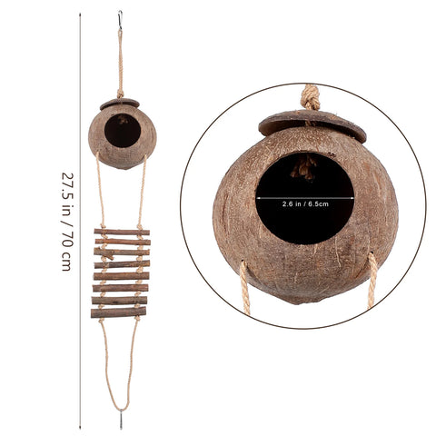 Coconut Cave Hideout for Reptiles - Cozy Ladder Accessory for Crested Geckos and Small Pets