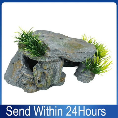 Transform Your Aquarium with the Reptile Rock Hide Cave - Perfect for Freshwater Fish and Shrimp!