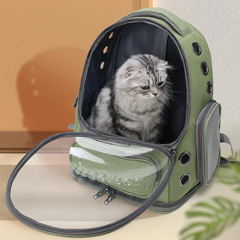 Stylish Transparent Cat Carrier Backpack - Perfect for Outdoor Adventures with Your Feline Friend!