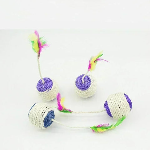 Interactive Sisal Scratching Ball Cat Toy - Perfect for Kittens and Cats to Play and Train!