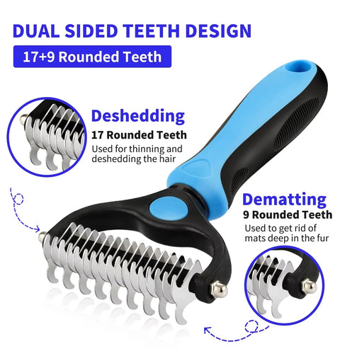 Ultimate Dual-Sided Pet Grooming Brush Comb for Dogs and Cats - Effortlessly Remove Tangles and Knots!