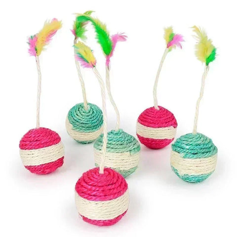 Interactive Sisal Scratching Ball Cat Toy - Perfect for Kittens and Cats to Play and Train!