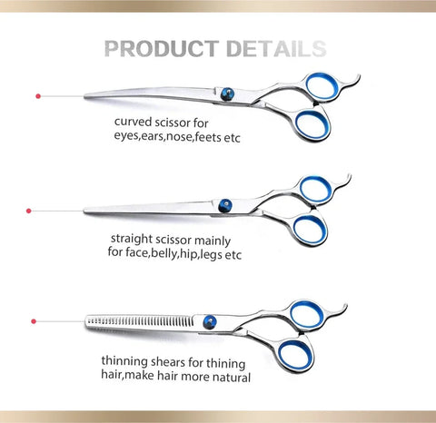 Professional 6-Inch Stainless Steel Dog Grooming Scissors - Essential Cutting Tools for Pet Hairdressers