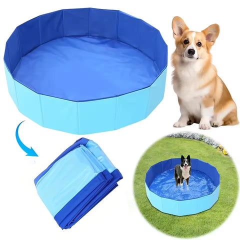 Summer Fun for Your Pooch: Foldable Pet Swimming Pool & Cold Mat - Perfect for Bath Time and Play!