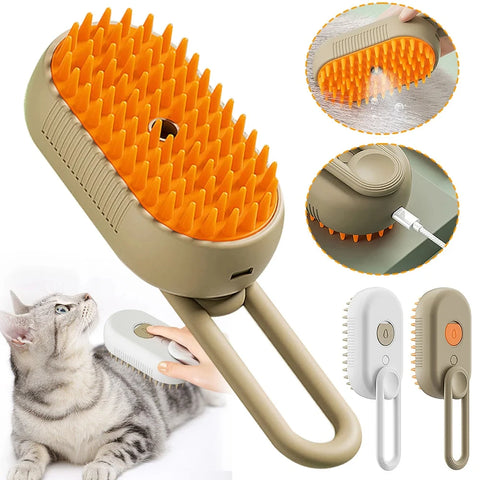 Revolutionary 3-in-1 Steam Brush for Cats and Dogs – Effortless Grooming, Gentle Massage, and Effective Hair Removal!