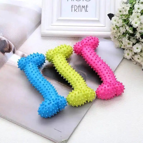 Bite-Resistant Rubber Chew Toy for Small Dogs - The Ultimate Teeth Cleaning Fun!