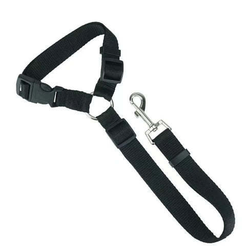 Dual-Function Solid Color Nylon Pet Car Seat Belt & Leash - Adjustable Safety Harness for Dogs