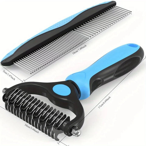 Ultimate Dual-Sided Pet Grooming Brush Comb for Dogs and Cats - Effortlessly Remove Tangles and Knots!