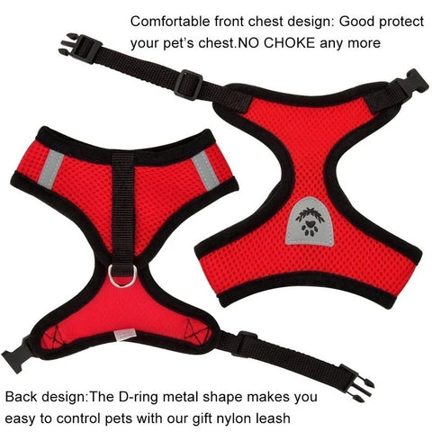 Adjustable Reflective Cat and Dog Harness with Leash - Breathable Mesh Vest for Ultimate Comfort and Safety