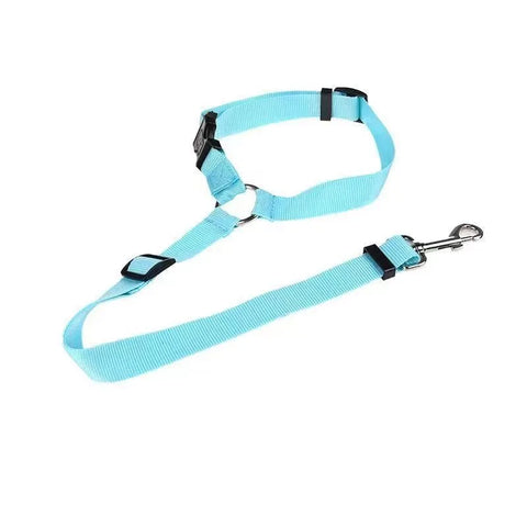 Dual-Function Solid Color Nylon Pet Car Seat Belt & Leash - Adjustable Safety Harness for Dogs