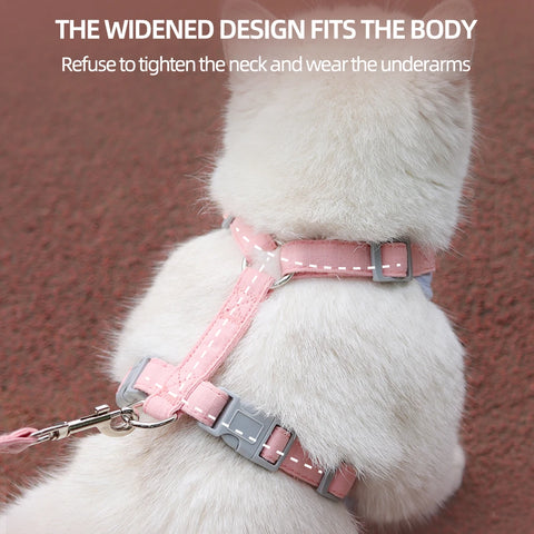 Stylish and Comfortable Cat and Puppy Harness and Leash Set - Perfect for Outdoor Adventures with Your Small Pets!