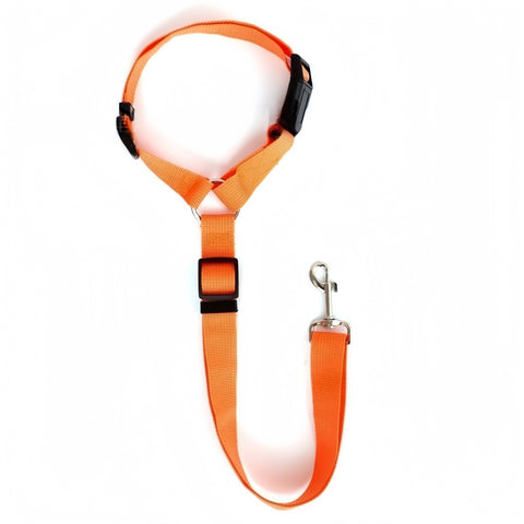 Dual-Function Solid Color Nylon Pet Car Seat Belt & Leash - Adjustable Safety Harness for Dogs