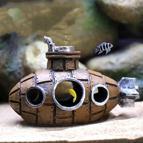 Transform Your Aquarium with Our Stunning Resin Submarine Ornaments - Perfect Fish and Shrimp Shelter!
