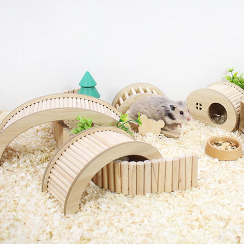 Wooden Climbing Ladder Bridge for Small Animals - Perfect for Hamsters, Guinea Pigs, and Rats - Safe, Durable, and Fun Cage Accessory