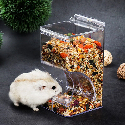 Automatic Hamster Food Feeder - Cute & Safe Transparent Bowl for Small Pets