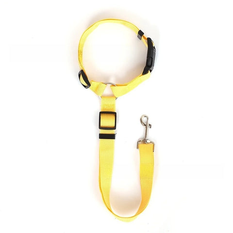 Dual-Function Solid Color Nylon Pet Car Seat Belt & Leash - Adjustable Safety Harness for Dogs