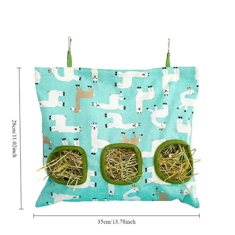 Multi-Hole Hanging Feeding Bag for Small Pets - Perfect Hay Dispenser for Rabbits, Guinea Pigs, and More!