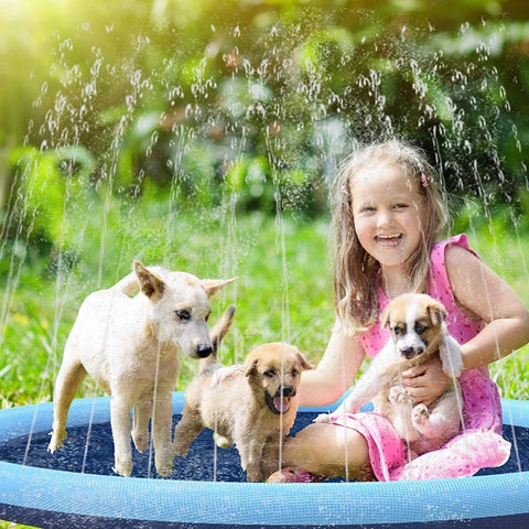 Ultimate 170cm Summer Pet Swimming Pool & Splash Sprinkler Pad - Inflatable Water Mat for Dogs & Kids Outdoor Fun!